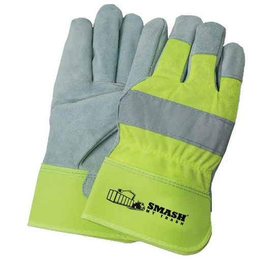 Hi-Viz Suede Palm Gloves - Yellow / Grey